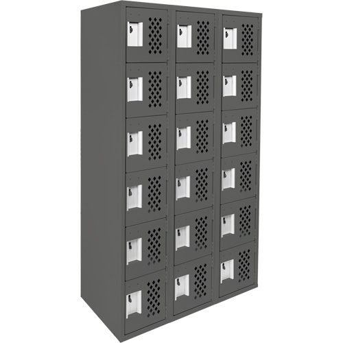 Assembled Lockerettes Clean Line Perforated Economy Lockers, 6 -tier, Bank of 3, 18" x 72" x 12", Steel Dufferin Supply