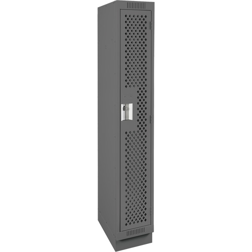 Clean Line Lockers, 12" x 12" x 76", Steel, Charcoal, Rivet (Assembled), Perforated Dufferin Supply