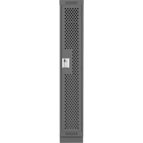 Clean Line Lockers, 12" x 12" x 76", Steel, Charcoal, Rivet (Assembled), Perforated Dufferin Supply