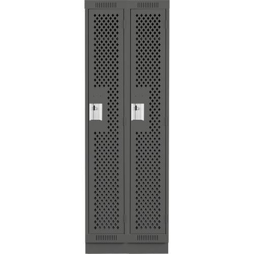 Clean Line Lockers, Bank of 2, 24" x 15" x 76", Steel, Charcoal, Rivet (Assembled), Perforated Dufferin Supply