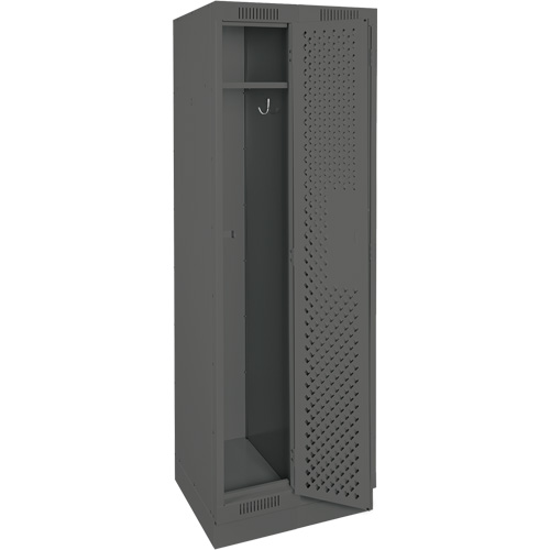 Clean Line Lockers, Bank of 2, 24" x 15" x 76", Steel, Charcoal, Rivet (Assembled), Perforated Dufferin Supply