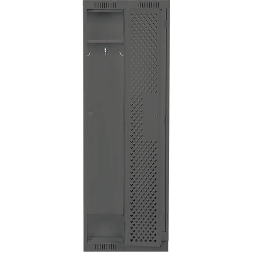 Clean Line Lockers, Bank of 2, 24" x 15" x 76", Steel, Charcoal, Rivet (Assembled), Perforated Dufferin Supply
