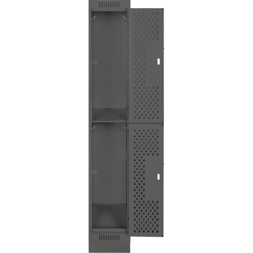 Clean Line Lockers, 2 -tier, 12" x 12" x 76", Steel, Charcoal, Rivet (Assembled), Perforated Dufferin Supply