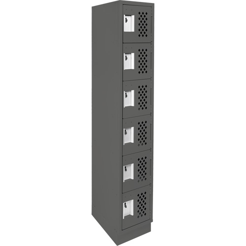 Assembled Lockerettes Clean Line Perforated Economy Lockers, 6 -tier, 18" x 72" x 12", Steel Dufferin Supply