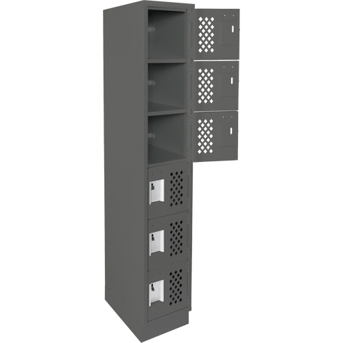 Assembled Lockerettes Clean Line Perforated Economy Lockers, 6 -tier, 18" x 72" x 12", Steel Dufferin Supply