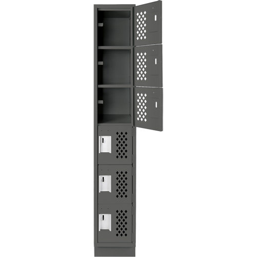 Assembled Lockerettes Clean Line Perforated Economy Lockers, 6 -tier, 18" x 72" x 12", Steel Dufferin Supply