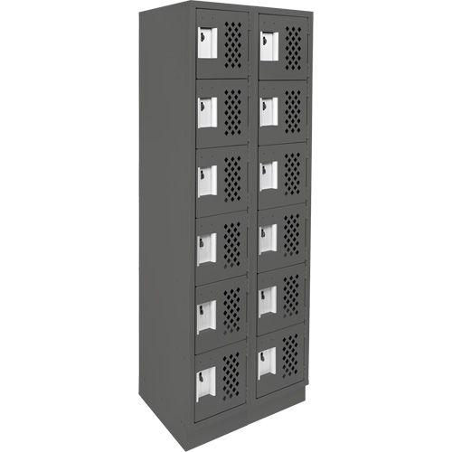 Clean-Line Perforated Lockerette, 6 -tier, Bank of 2, 15" x 72" x 12", Steel Dufferin Supply