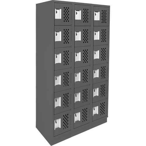 Clean-Line Perforated Lockerette, 6 -tier, Bank of 3, 15" x 72" x 12", Steel Dufferin Supply