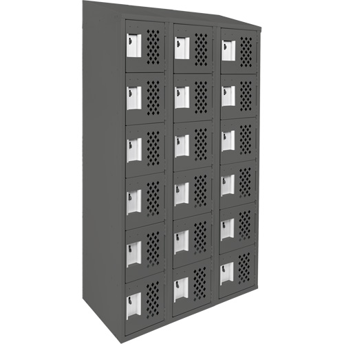 Assembled Lockerettes Clean Line Perforated Economy Lockers, 6 -tier, Bank of 3, 18" x 72" x 12", Steel Dufferin Supply