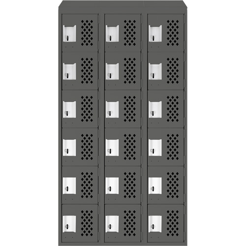 Assembled Lockerettes Clean Line Perforated Economy Lockers, 6 -tier, Bank of 3, 18" x 72" x 12", Steel Dufferin Supply