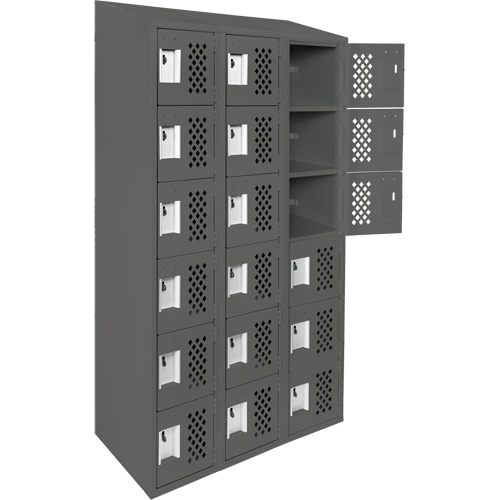 Assembled Lockerettes Clean Line Perforated Economy Lockers, 6 -tier, Bank of 3, 18" x 72" x 12", Steel Dufferin Supply