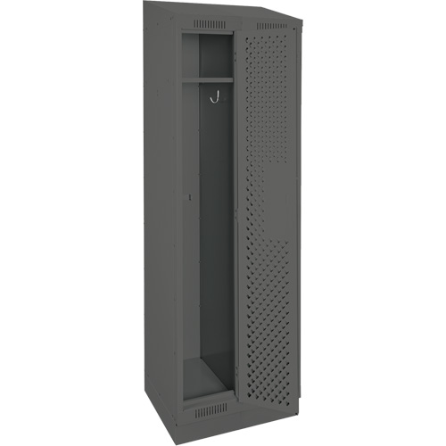 Clean Line Lockers, Bank of 2, 24" x 18" x 82", Steel, Charcoal, Rivet (Assembled), Perforated Dufferin Supply