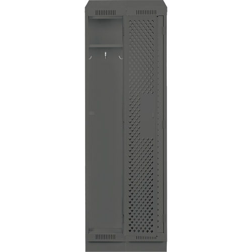 Clean Line Lockers, Bank of 2, 24" x 18" x 82", Steel, Charcoal, Rivet (Assembled), Perforated Dufferin Supply