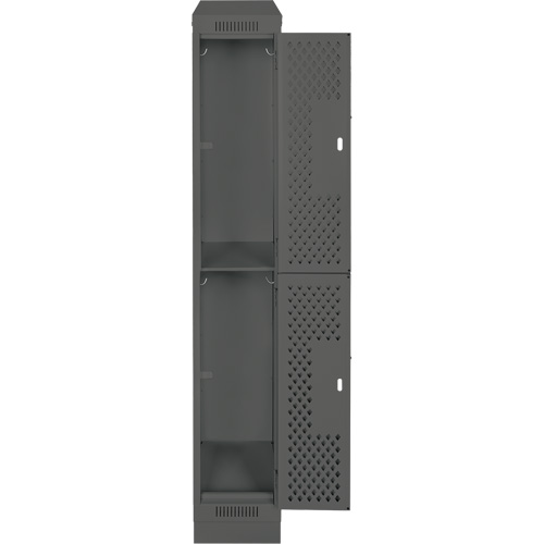 Casiers Clean Line, 2 niveaux, 12" x 15" x 82", Acier, Charbon, Rivet (assembl&eacute;), Perfor&eacute; Dufferin Supply