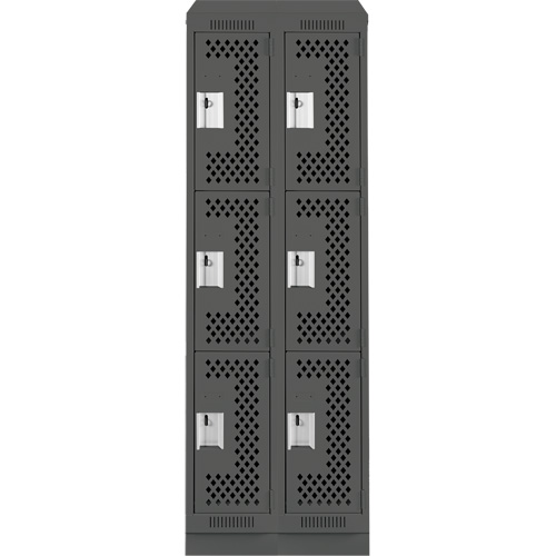 Casiers Clean Line, 3 niveaux, Bloc de 2, 24" x 18" x 82", Acier, Charbon, Rivet (assembl&eacute;), Perfor&eacute; Dufferin Supply