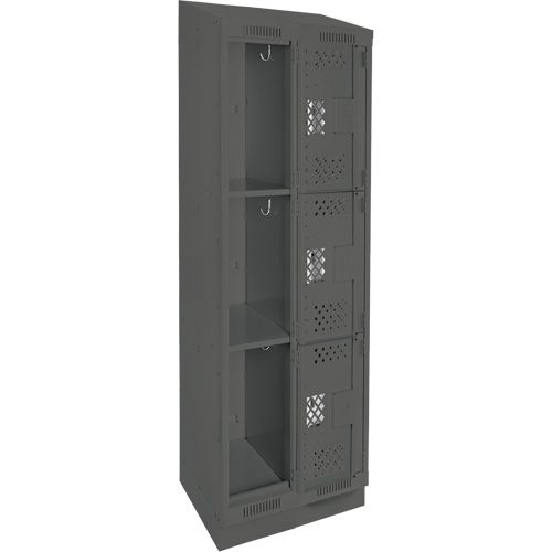 Casiers Clean Line, 3 niveaux, Bloc de 2, 24" x 18" x 82", Acier, Charbon, Rivet (assembl&eacute;), Perfor&eacute; Dufferin Supply
