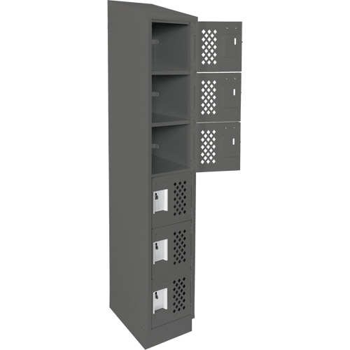 Assembled Lockerettes Clean Line Perforated Economy Lockers, 6 -tier, 18" x 72" x 12", Steel Dufferin Supply