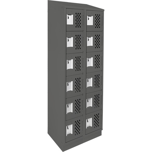 Assembled Lockerettes Clean Line Perforated Economy Lockers, 6 -tier, Bank of 2, 18" x 72" x 12", Steel Dufferin Supply