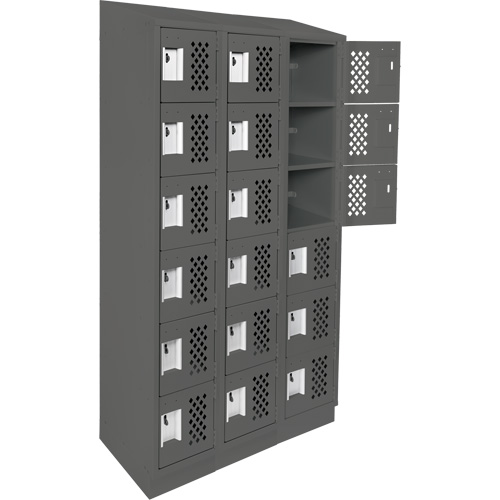 Assembled Lockerettes Clean Line Perforated Economy Lockers, 6 -tier, Bank of 3, 18" x 72" x 12", Steel Dufferin Supply
