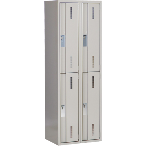 Concorde Heavy-Duty Lockers, 2 -tier, Bank of 2, 24" x 18" x 72", Steel, Grey, Welded (Assembled) Dufferin Supply