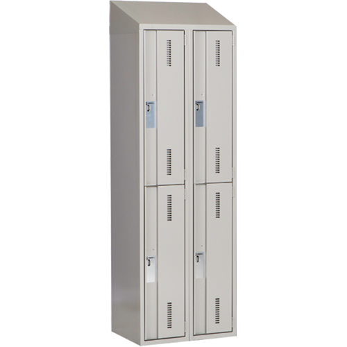 Concorde Heavy-Duty Lockers, 2 -tier, Bank of 2, 24" x 18" x 78", Steel, Grey, Welded (Assembled) Dufferin Supply