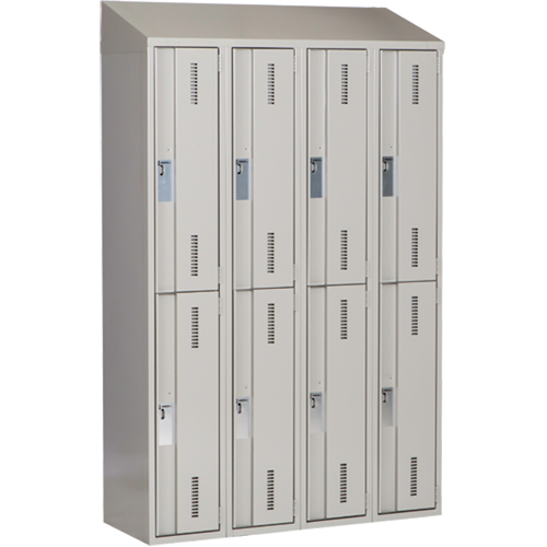 Concorde Heavy-Duty Lockers, 2 -tier, Bank of 4, 48" x 18" x 78", Steel, Grey, Welded (Assembled) Dufferin Supply