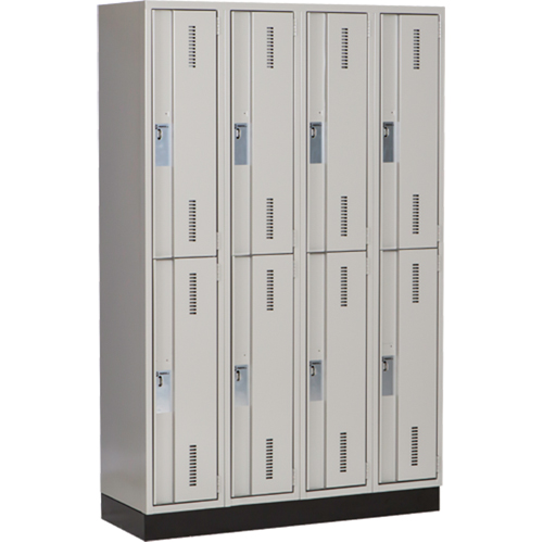 Concorde Heavy-Duty Lockers, 2 -tier, Bank of 4, 48" x 18" x 76", Steel, Grey, Welded (Assembled) Dufferin Supply