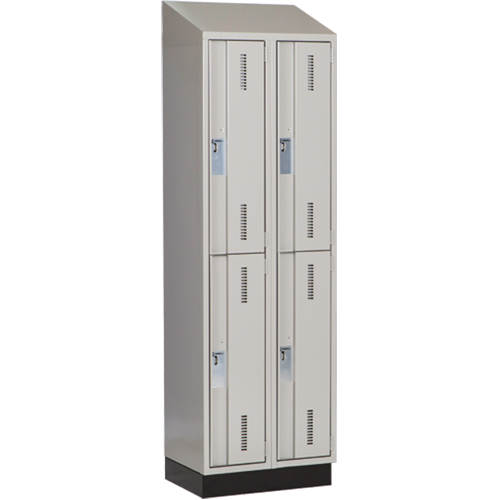 Concorde Heavy-Duty Lockers, 2 -tier, Bank of 2, 24" x 18" x 82", Steel, Grey, Welded (Assembled) Dufferin Supply