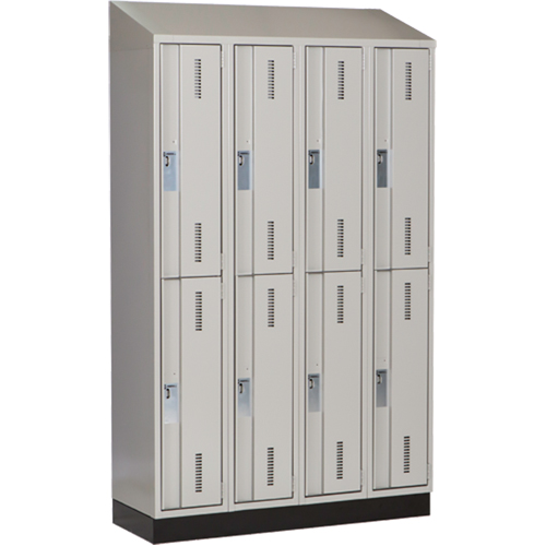 Concorde Heavy-Duty Lockers, 2 -tier, Bank of 4, 48" x 18" x 82", Steel, Grey, Welded (Assembled) Dufferin Supply