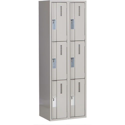 Concorde Heavy-Duty Lockers, 3 -tier, Bank of 2, 24" x 18" x 72", Steel, Grey, Welded (Assembled) Dufferin Supply