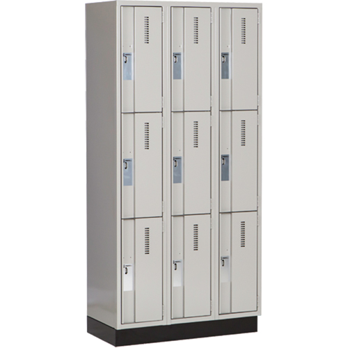 Concorde Heavy-Duty Lockers, 3 -tier, Bank of 3, 36" x 18" x 76", Steel, Grey, Welded (Assembled) Dufferin Supply
