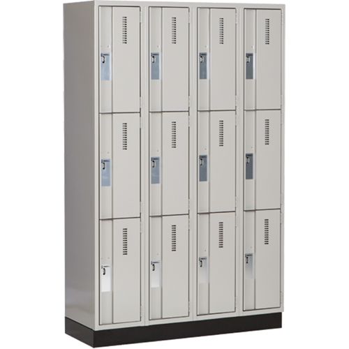 Concorde Heavy-Duty Lockers, 3 -tier, Bank of 4, 48" x 18" x 76", Steel, Grey, Welded (Assembled) Dufferin Supply