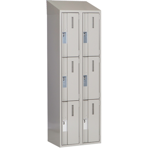 Concorde Heavy-Duty Lockers, 3 -tier, Bank of 2, 24" x 18" x 78", Steel, Grey, Welded (Assembled) Dufferin Supply