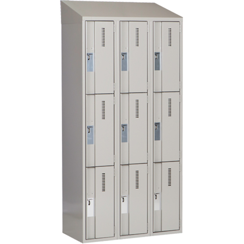Concorde Heavy-Duty Lockers, 3 -tier, Bank of 3, 36" x 18" x 78", Steel, Grey, Welded (Assembled) Dufferin Supply