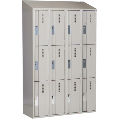 Concorde Heavy-Duty Lockers, 3 -tier, Bank of 4, 48" x 18" x 78", Steel, Grey, Welded (Assembled) Dufferin Supply