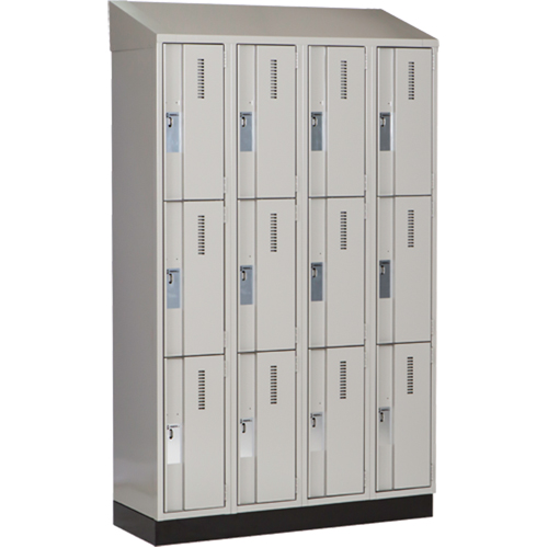 Concorde Heavy-Duty Lockers, 3 -tier, Bank of 4, 48" x 18" x 82", Steel, Grey, Welded (Assembled) Dufferin Supply