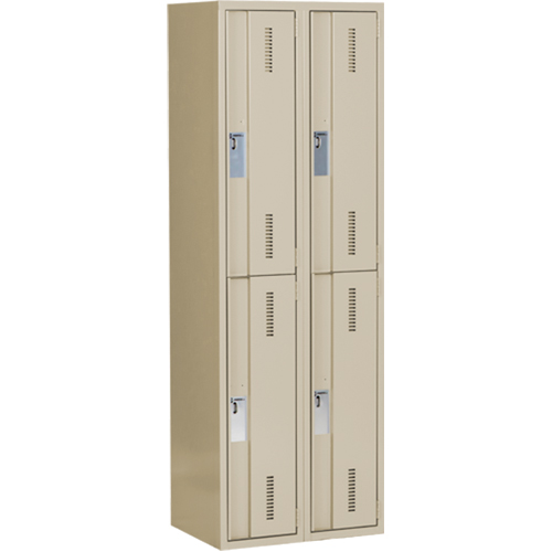 Concorde Heavy-Duty Lockers, 2 -tier, Bank of 2, 24" x 18" x 72", Steel, Beige, Welded (Assembled) Dufferin Supply