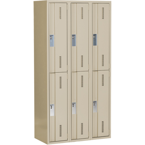 Concorde Heavy-Duty Lockers, 2 -tier, Bank of 3, 36" x 18" x 72", Steel, Beige, Welded (Assembled) Dufferin Supply