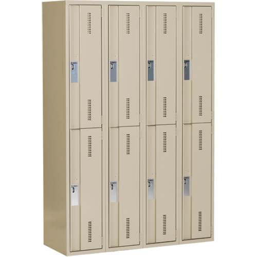 Concorde Heavy-Duty Lockers, 2 -tier, Bank of 4, 48" x 18" x 72", Steel, Beige, Welded (Assembled) Dufferin Supply