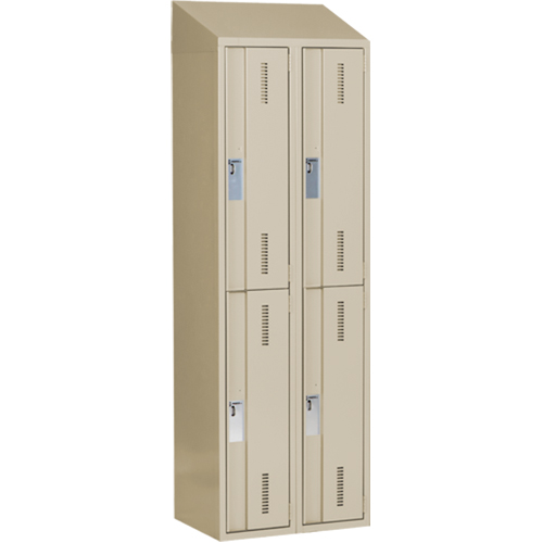 Concorde Heavy-Duty Lockers, 2 -tier, Bank of 2, 24" x 18" x 78", Steel, Beige, Welded (Assembled) Dufferin Supply