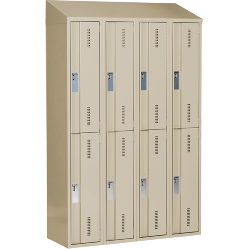 Concorde Heavy-Duty Lockers, 2 -tier, Bank of 4, 48" x 18" x 78", Steel, Beige, Welded (Assembled) Dufferin Supply