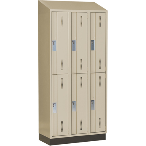 Concorde Heavy-Duty Lockers, 2 -tier, Bank of 3, 36" x 18" x 82", Steel, Beige, Welded (Assembled) Dufferin Supply
