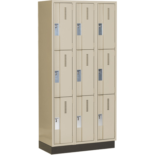 Concorde Heavy-Duty Lockers, 3 -tier, Bank of 3, 36" x 18" x 76", Steel, Beige, Welded (Assembled) Dufferin Supply