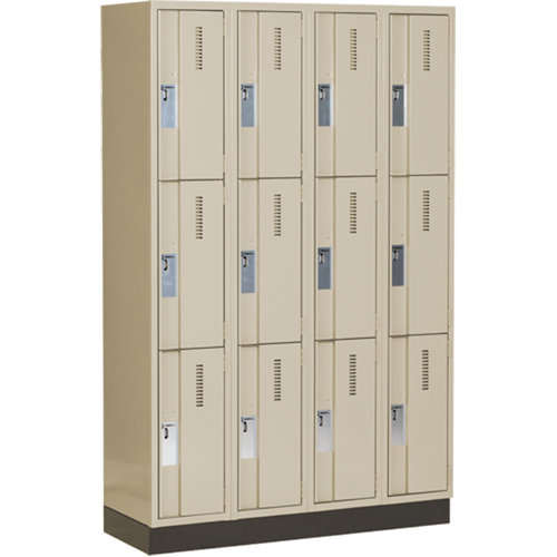 Concorde Heavy-Duty Lockers, 3 -tier, Bank of 4, 48" x 18" x 76", Steel, Beige, Welded (Assembled) Dufferin Supply