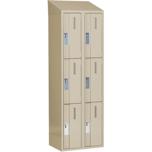 Concorde Heavy-Duty Lockers, 3 -tier, Bank of 2, 24" x 18" x 78", Steel, Beige, Welded (Assembled) Dufferin Supply