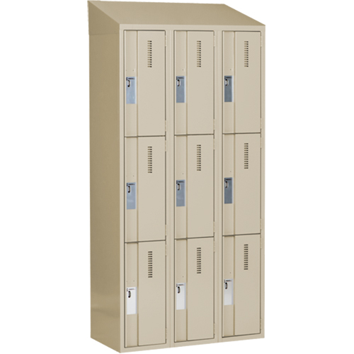 Concorde Heavy-Duty Lockers, 3 -tier, Bank of 3, 36" x 18" x 78", Steel, Beige, Welded (Assembled) Dufferin Supply