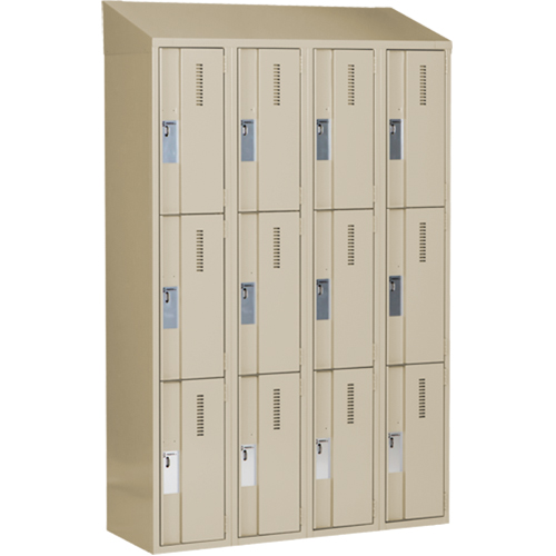 Concorde Heavy-Duty Lockers, 3 -tier, Bank of 4, 48" x 18" x 78", Steel, Beige, Welded (Assembled) Dufferin Supply