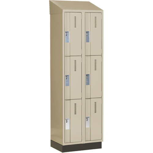 Concorde Heavy-Duty Lockers, 3 -tier, Bank of 2, 24" x 18" x 82", Steel, Beige, Welded (Assembled) Dufferin Supply