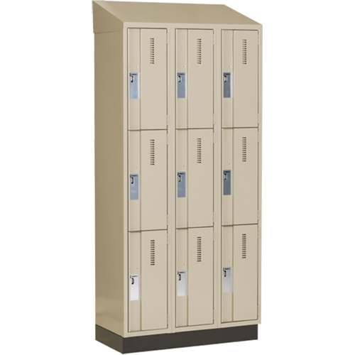 Concorde Heavy-Duty Lockers, 3 -tier, Bank of 3, 36" x 18" x 82", Steel, Beige, Welded (Assembled) Dufferin Supply