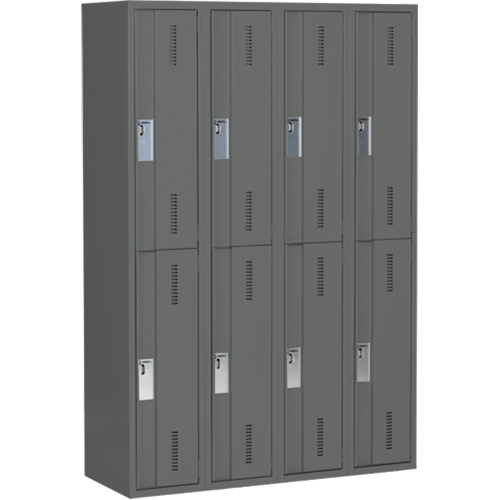 Concorde Heavy-Duty Lockers, 2 -tier, Bank of 4, 48" x 18" x 72", Steel, Charcoal, Welded (Assembled) Dufferin Supply